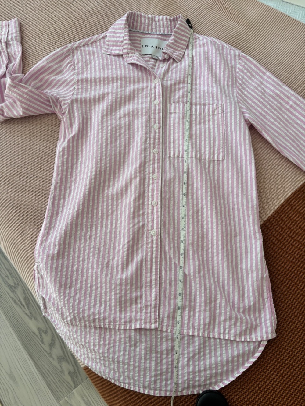 Lola River Seersucker Striped Button Down Shirt Women’s Size XS - Picture 9 of 10